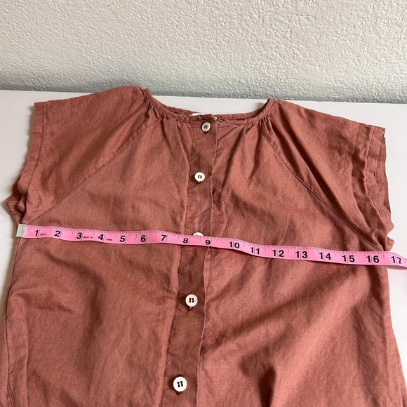 MABO Linen rust blend SS Woven Button Up Romper - sz 10/11 - red/brown one piece - Picture 12 of 13